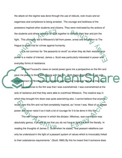 Film Responses : Bringing Down a Dictator , Corporation and The Thirst