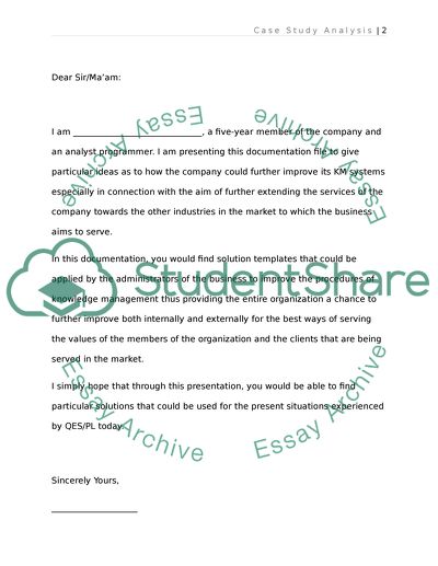 Situation Analysis of the Case Study