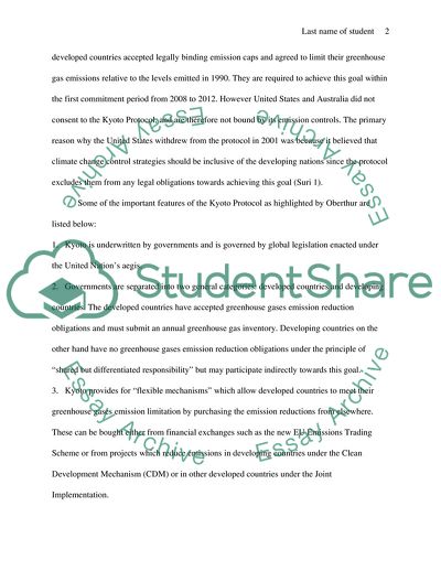 Kyoto Protocol and its Importance to Developing Countries