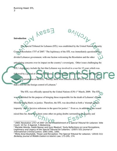 Establishment and Operation of the Special Tribunal for Lebanon