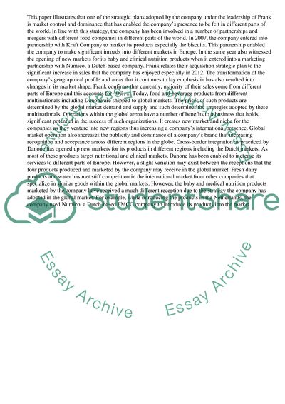 Strategy Implementation in an International Food and Beverage Company