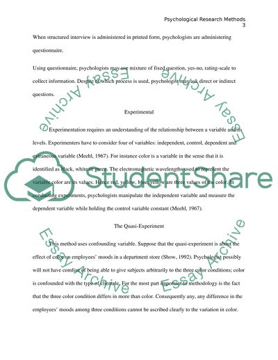 Psychological Research Methods