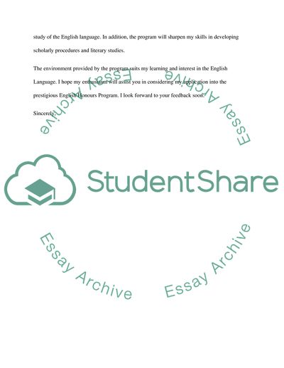 The English Honours Program of University of British Columbia