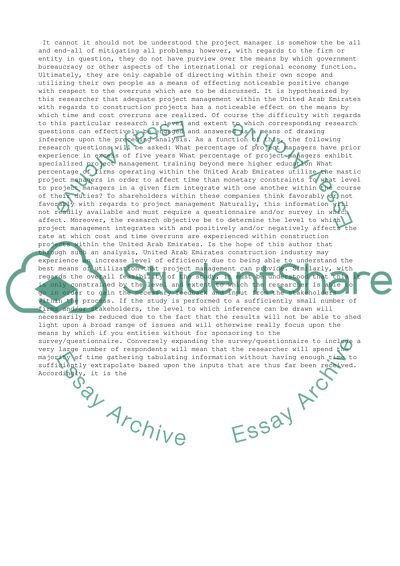 Project Management in Mitigating UAE Constructing Projects