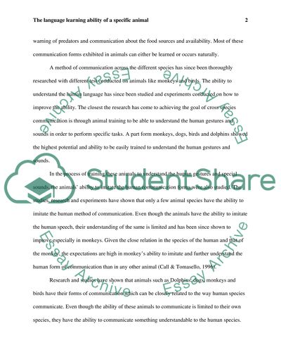 The Language Learning Ability of a Specific Animal