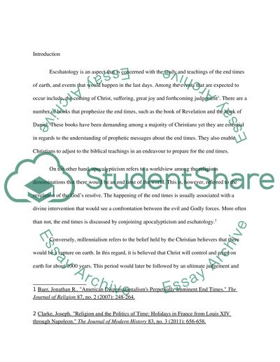 How does eschatology/millennialism/apocalypticism shape historical discourse