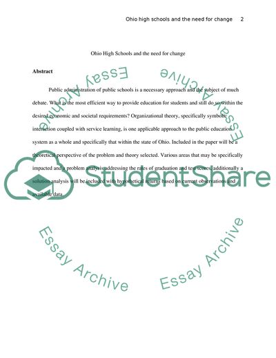 Ohio High Schools and the Need for Change