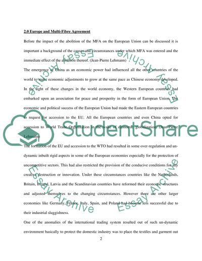 Multi-Fibre Agreement Impact on the European Economy