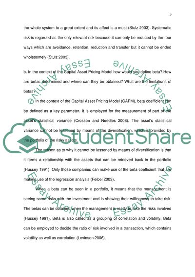 Systematic and Unsystematic Risk