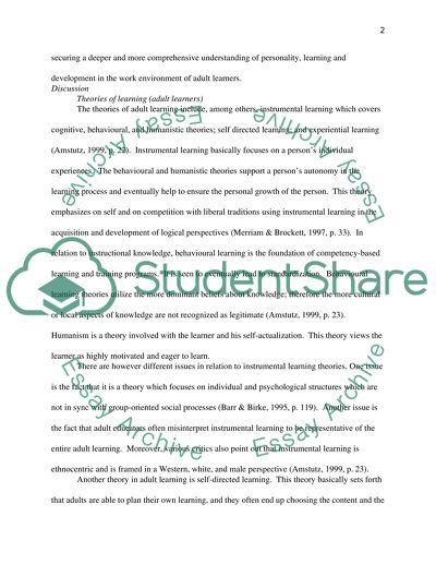 Personality, Learning and Development: Working Environment