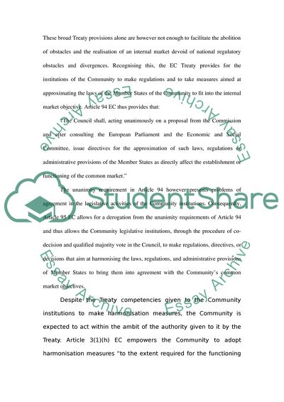 Treaty Competences for Harmonisation
