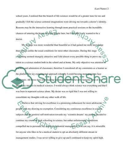 Striving for excellence is a promisingenthusiasm for most adolescent people (Statement of Purpose)