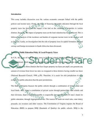 The various economic concepts linked with the public policies and income taxes