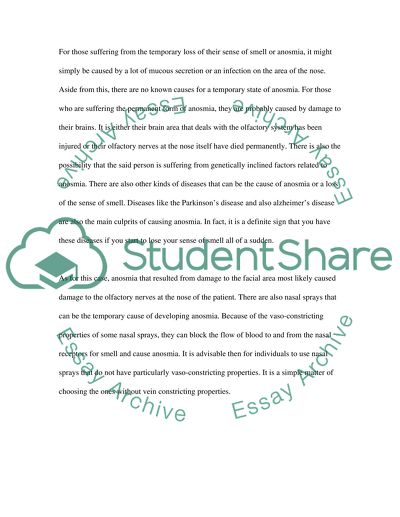 Description of Anosmia Condition