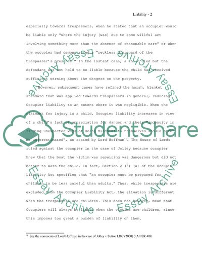 (business law) occupiers, liability ACT