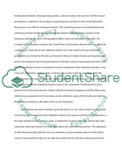 Federalism: An Effective Mechanism of Division of Power