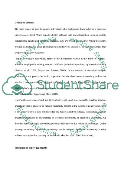 Quantifying Experts Uncertainty about the Future Cost of Exotic Diseases