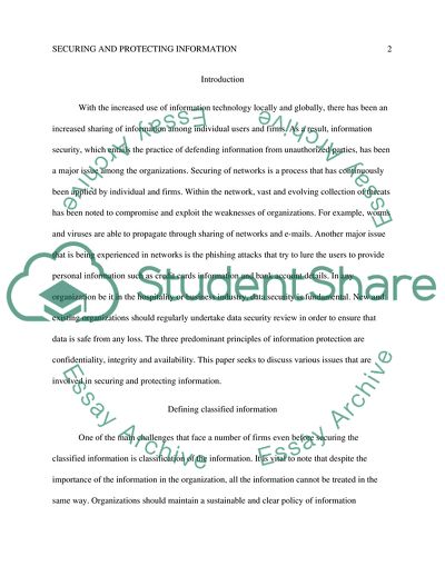 Securing and Protecting Information