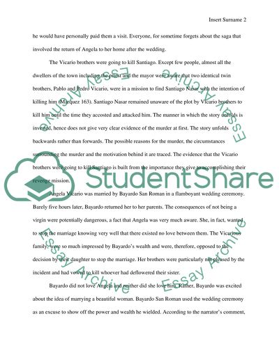 Murder of Santiago Nasar in Gabriel Garcia Marquezs Chronicle of a Death Foretold