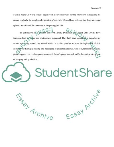 Compare and contrast Emily Dickinsons A narrow Fellow in the Grass with Sarah Orne Jewetts A White Heron