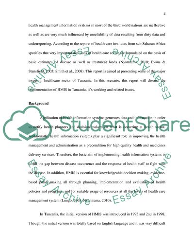 Assessment of Health Management Information System in Tanzania