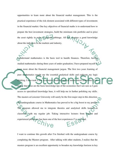 Sample of personal statement