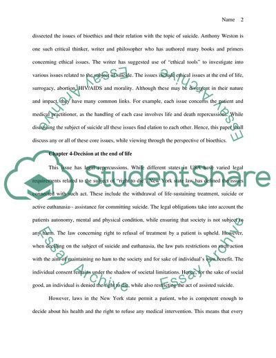 The Moral Values as a Part of Suicide