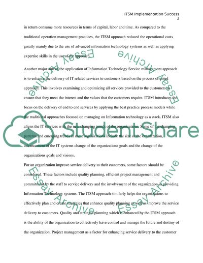 ITSM Implementation Success