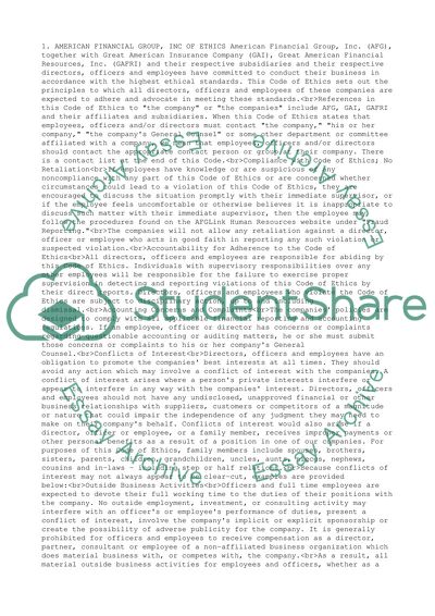 Corporate Code of Ethics Project