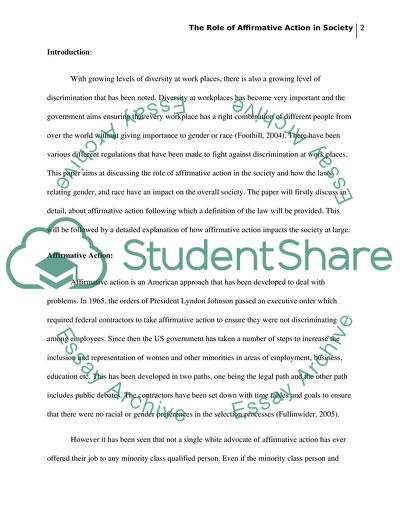 The Role of Affirmative Action in Society