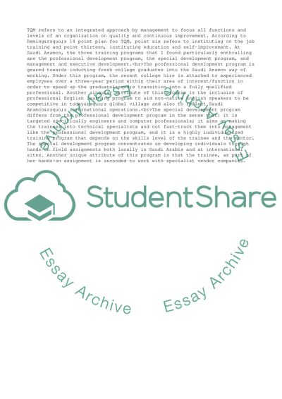 The Main Idea of TQM in Saudi Arabi