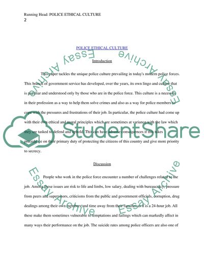 The Blue Wall of Silence and Police Ethical Culture