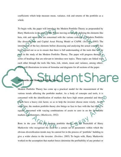 Titled Modern Portfolio Theory or Investment Management