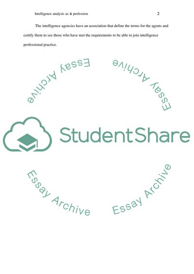 Intelligence analysis as a profession