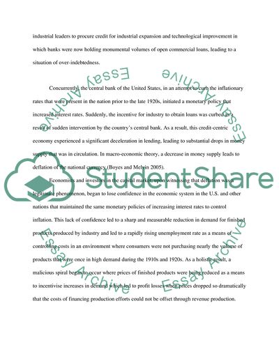 Describing the Mechanics behind Financial Crises Using the Great Depression of the 1930s