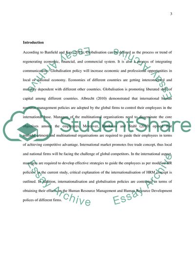 Globalisation and International Human Resource Management Concept