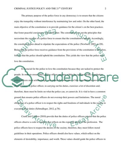 Criminal Justice Policy and the 21st Century