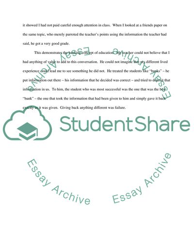 Freiras Concept of the Banking Model of Education