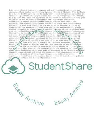 Management in health care