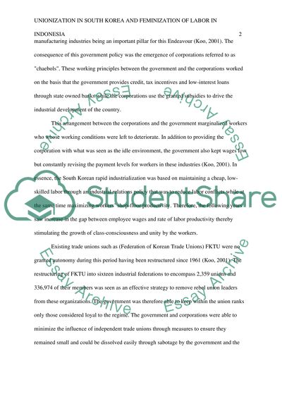 Unionization in South Korea and Feminization of Labor in Indonesia During the Process of Capitalist Development