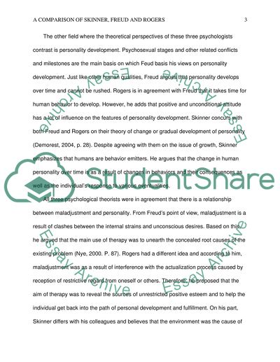 A Comparison of Skinner, Freud and Rogers