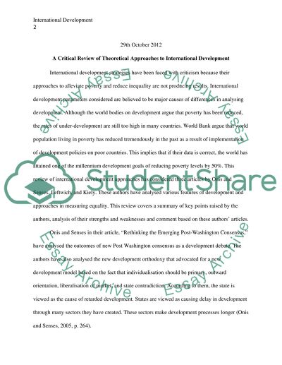 Theoretical Approaches to International Development