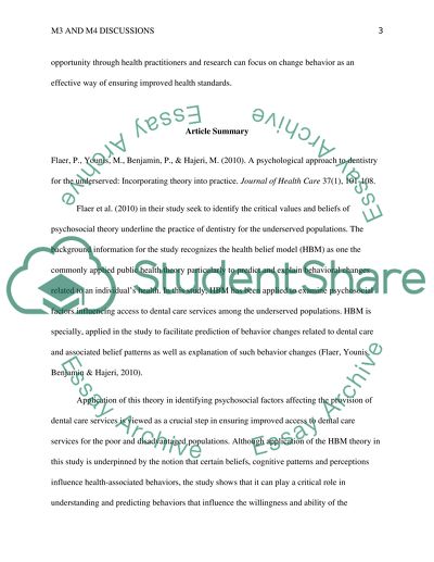 The Health Belief Model