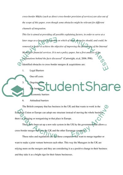 Cross Border Reorganisations, Mergers and Acquisitions