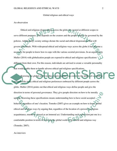 Global Religious and Ethical Ways