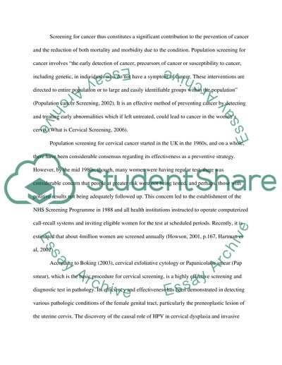 Population Screening for Cervical Cancer