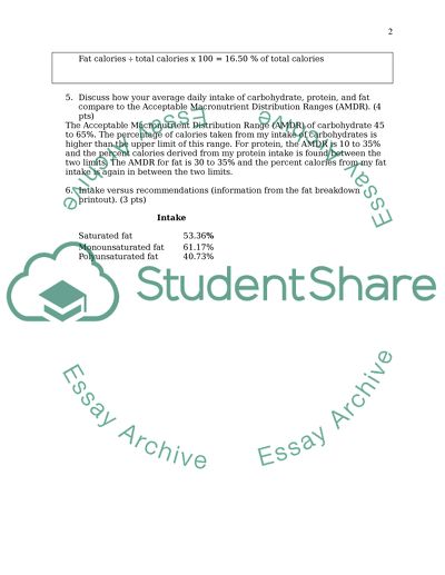 Nutrition - Calorie and Macronutrient