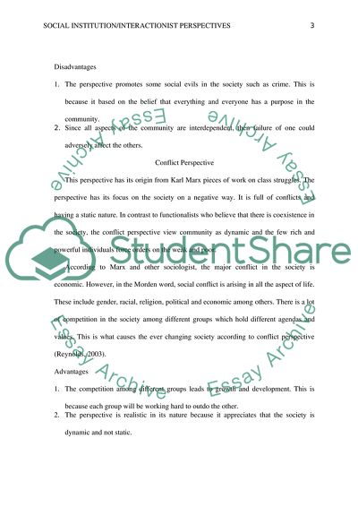 Title: Social Institution/Interactionist Perspectives