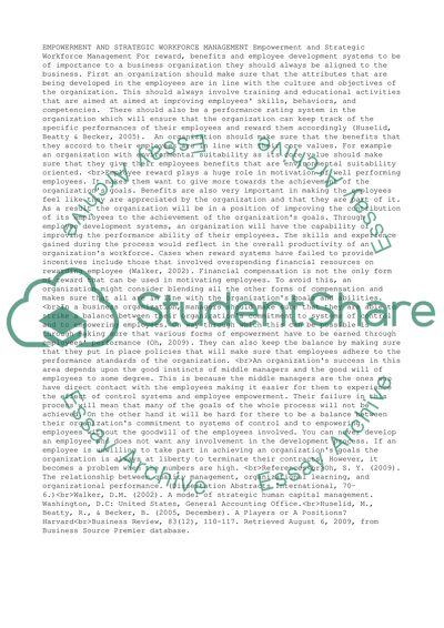 Empowerment & Strategic Workforce Management