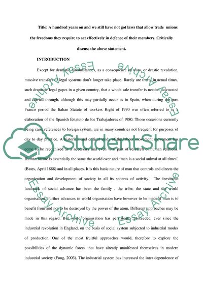 Employment Law and Trade Unions